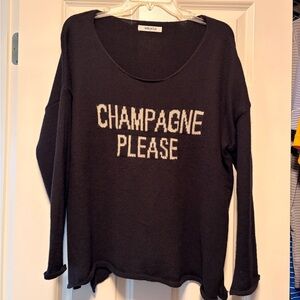 Black Sweater with 'Champagne Please' Text